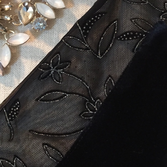 Black Velvet Cami with Lace Trim - Picture 3 of 6